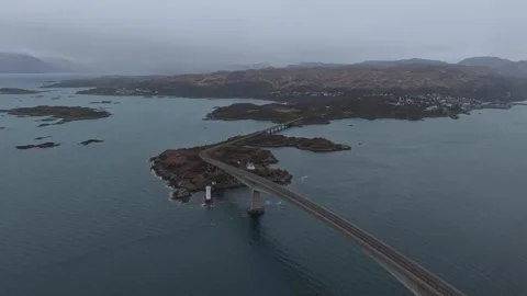 Aerial view of skye bridge connecting scottish mainland to the isle of skye 스톡 동영상 334060246