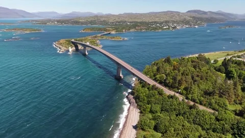 Aerial view of Skye Bridge leading to Isle of Skye, Scotland, United Kingdom Stock Footage 325744898
