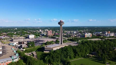 Aerial View of Skylon Tower in Niagara Falls Ontario Video stock 337401697
