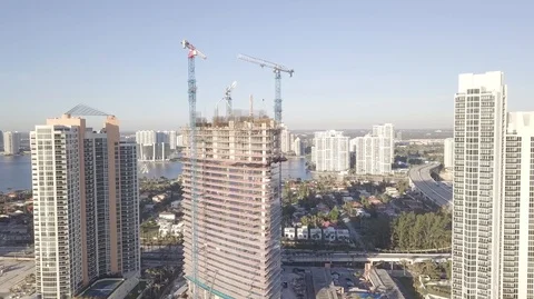 Aerial view of Skyscaper Construction Stock Footage 104482348