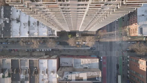 Aerial view of a skyscraper apartment building in New York Stock Footage 302829497