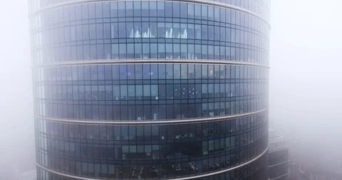Aerial View Of Skyscraper Barely Visible Through The Smog Stock Footage 86438805