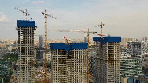 Aerial view of the skyscraper building construction Video stock 108752203