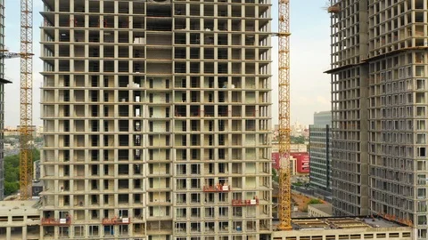 Aerial view of the skyscraper building construction Stock Footage 108752233