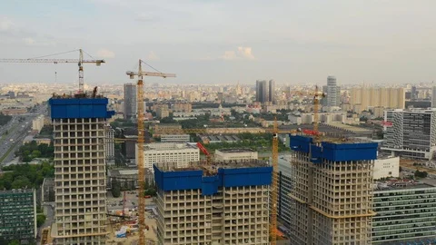 Aerial view of the skyscraper building construction Video stock 108752268