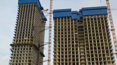 Aerial view of the skyscraper building construction Stock Footage 108752270
