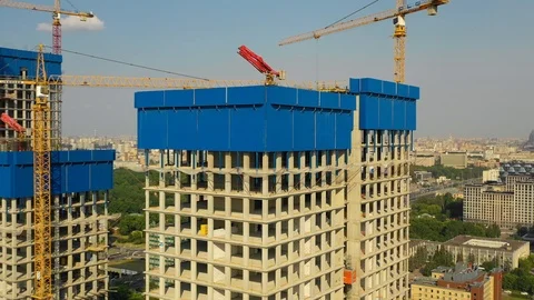 Aerial view of the skyscraper building construction Stock Footage 109380675