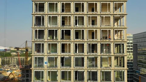 Aerial view of the skyscraper building construction Video stock 109380676