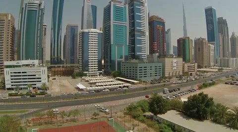 Aerial View of skyscraper in Dubai, UAE Stock Footage 60451010