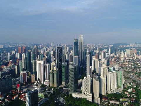 An aerial view of skyscrapers built in the city. Stock Footage
