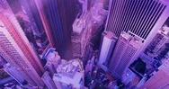 Aerial View Of Skyscrapers At The Hong Kong City In The 80S Style Video, Neon Stock Footage