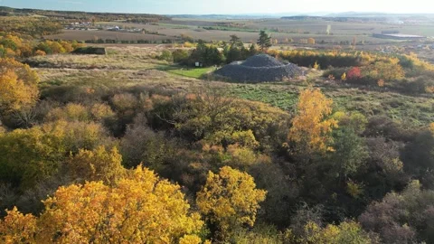 Aerial view of the Šlovický vrch observation tower Stock Footage 320293084