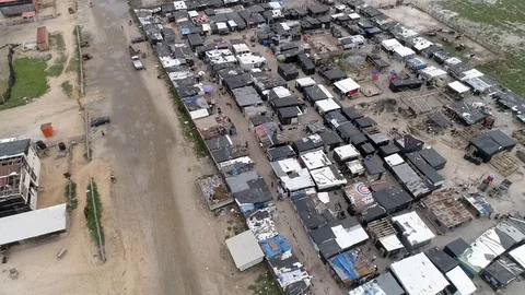 Aerial view  Slum Video stock 102557646