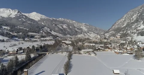 Aerial view of small Austrian town Stock Footage 71408644