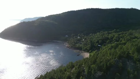 Aerial View of a Small Bay Along the Saguenay Fjord Stock-Footage 338327878