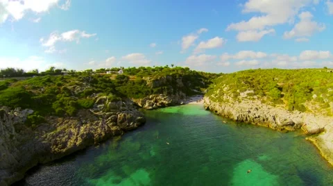 Aerial view small bay menorca Stock Footage 42307117