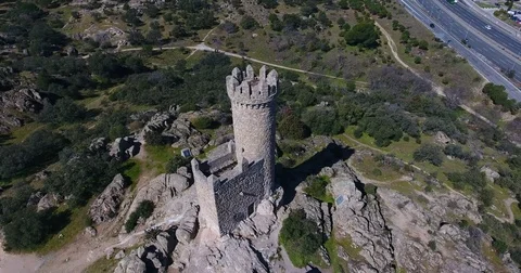 Aerial view of small castle. Madrid, Espana - 003 Stock Footage 73902653