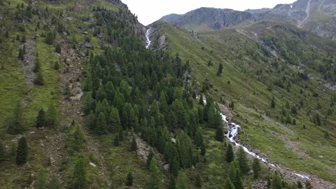 Aerial view of a small forest next to waterfall 動画素材 337736971