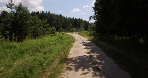 Aerial view on a small forest road Stock Footage 88360027