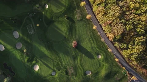 Aerial view of a small golf course Video stock 163992596