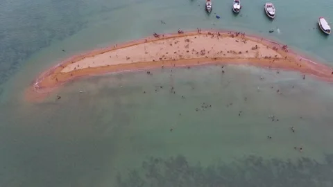 Aerial view of the small island Coroa do Alto Stock Footage 205883549
