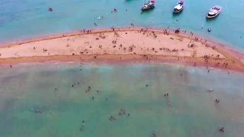 Aerial view of the small island Coroa do Alto Stock Footage 205883654