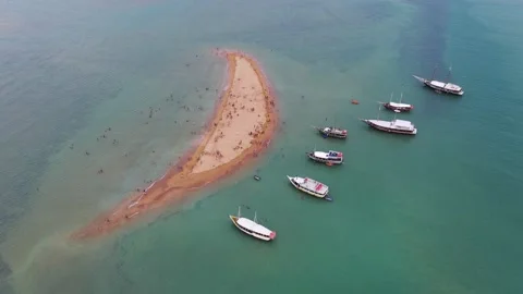 Aerial view of the small island Coroa do Alto Stock Footage 205883796