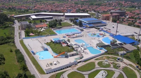 Aerial view of small local water park. 動画素材 48787186