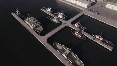 Aerial view of small Marina Stock Footage 233412611