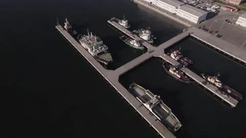 Aerial view of small Marina Stock Footage 233425507