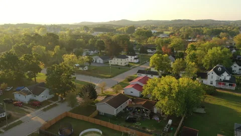 Aerial view of a small midwestern town. Sparta, Wisconsin. Stock Footage 252127381