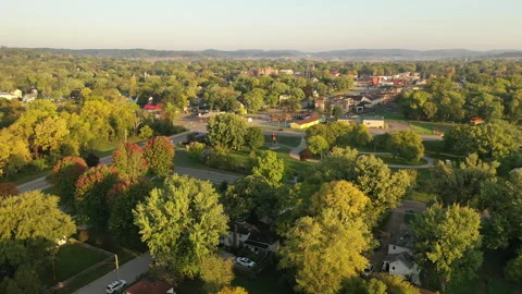 Aerial view of a small midwestern town. Sparta, Wisconsin. Stock Footage 252127697
