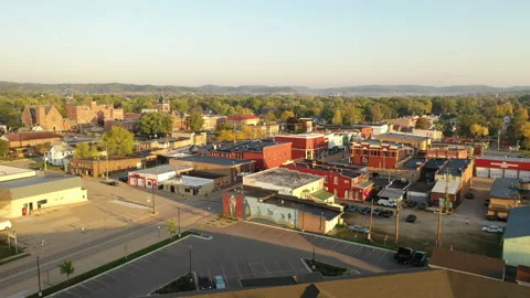 Aerial view of a small midwestern town. Sparta, Wisconsin. Stock Footage 252131293