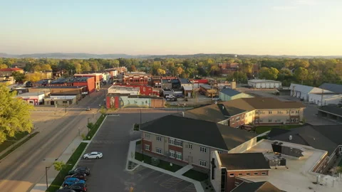 Aerial view of a small midwestern town. Sparta, Wisconsin. Stock Footage 252131596