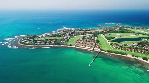 Aerial View of Small Pier in Punta Mita, Nayarit. Crystal Clear Water Beach Stock Footage 295798585
