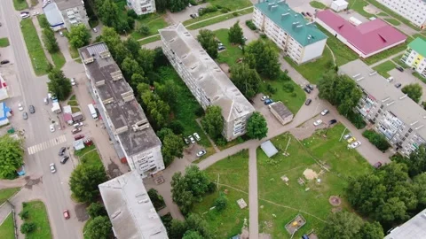 Aerial view of small provincial town in Russia south Video stock 153003198