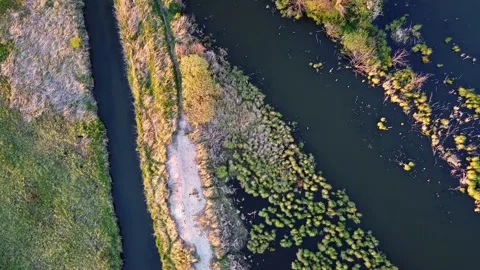 Aerial view on small rural rivers Stock Footage 130949998