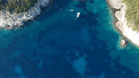 Aerial view small sand beach sivota mikri ammos freece Stock Footage 126387619