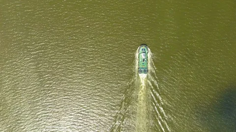 Aerial view of a small ship in export and import business and logistics Stock Footage 103456127