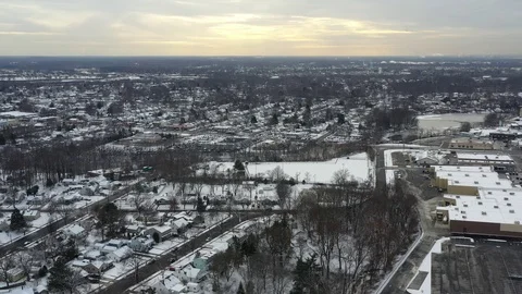 Aerial View Small Town After a Snowfall Stock Footage 101768296
