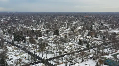 Aerial View Small Town After a Snowfall Stock Footage 101768313