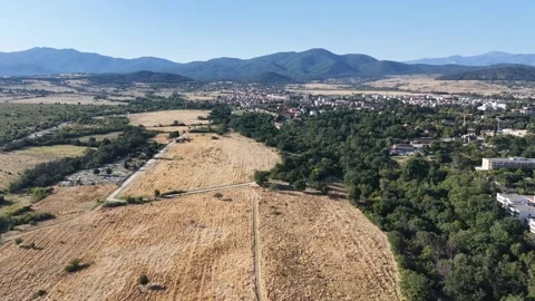 Aerial View of Small Town and Rural Countryside Landscape 動画素材 341673432