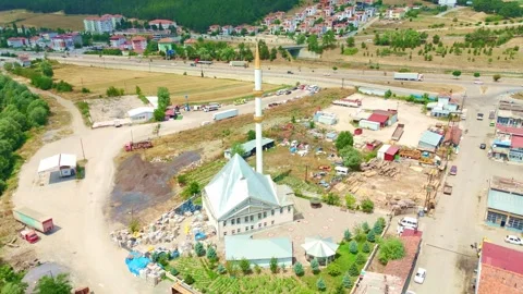 Aerial view a small town with a. Stock Footage 284677776