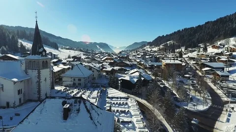 Aerial View Of Small Town In Mountains Stock Footage 76745367