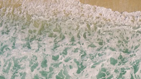 Aerial View Small Waves on Sandy Beach Stock Footage 72524035
