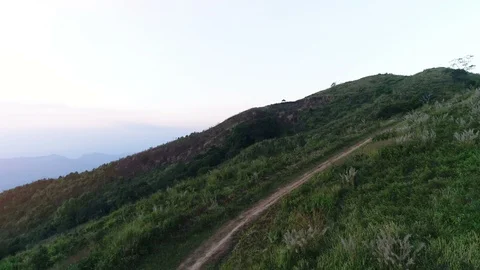 Aerial view of small way on mountain hill Stock Footage 108893637