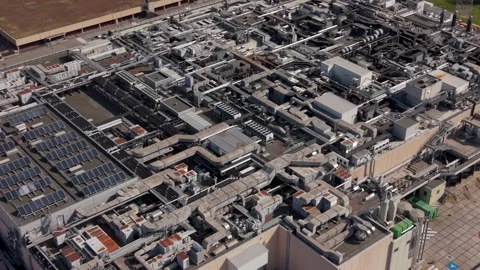 Aerial view of a smart cold chain logistics facility in northern Italy Stock Footage 333537638