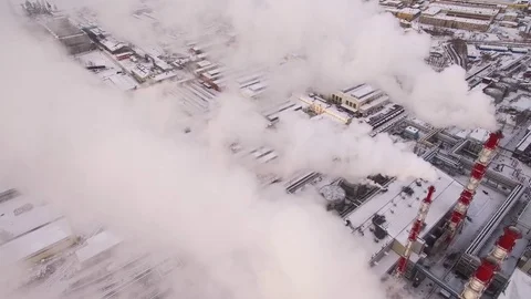 Aerial view of smokestacks Stock Footage 71122845