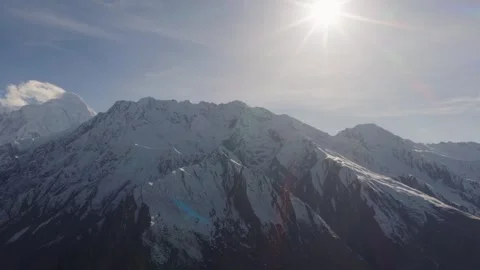 Aerial view of snow-capped mountains in Pakistan, highlighting the majestic Stock-Footage 314455042