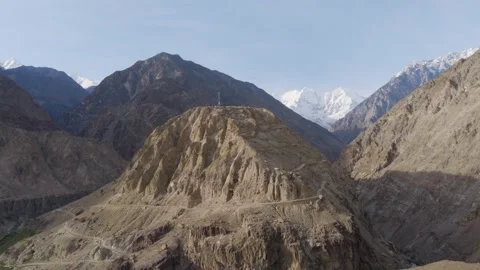 Aerial View of Snow-Capped Mountains in Pakistan, Highlighting the Majestic Stock-Footage 314458092
